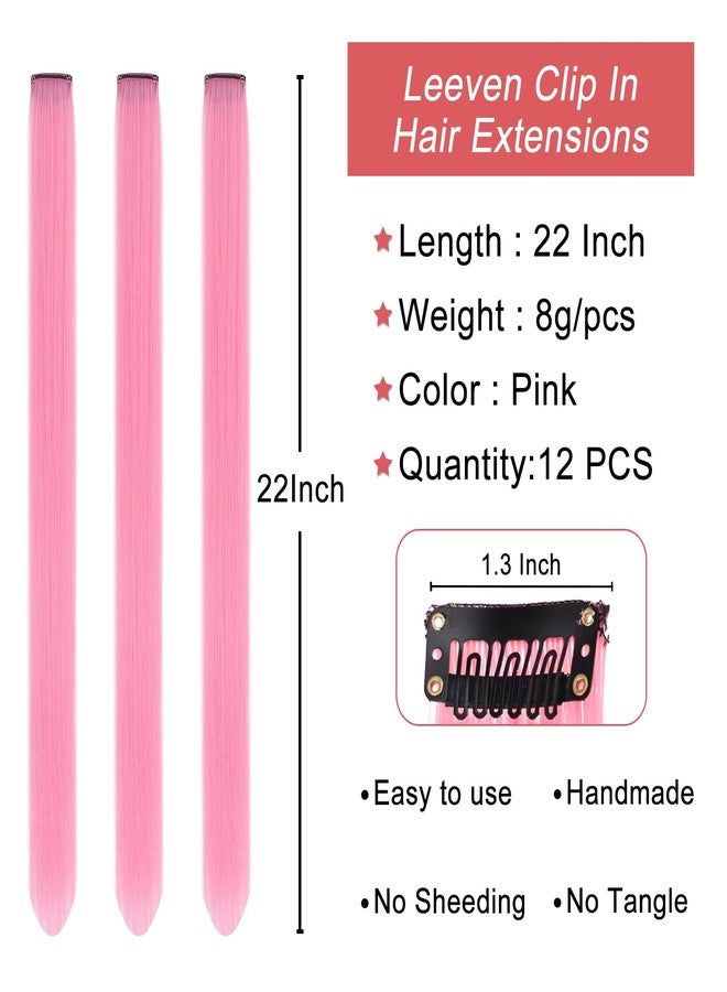 ليفين وصلات شعر ليفين الوردية اللون، 22 بوصة، 12 قطعة، طويلة ومستقيمة، مصنوعة من مواد صناعية، مثالية للحفلات والمناسبات التنكرية وعيد الميلاد للنساء والفتيات والأطفال. - Image 2